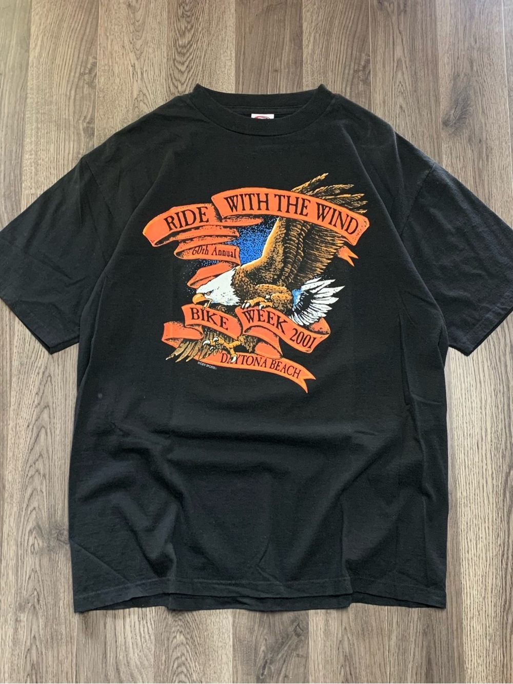 Vintage 2001 Ride With The Wind Bike Week Shirt Men’s Size Large